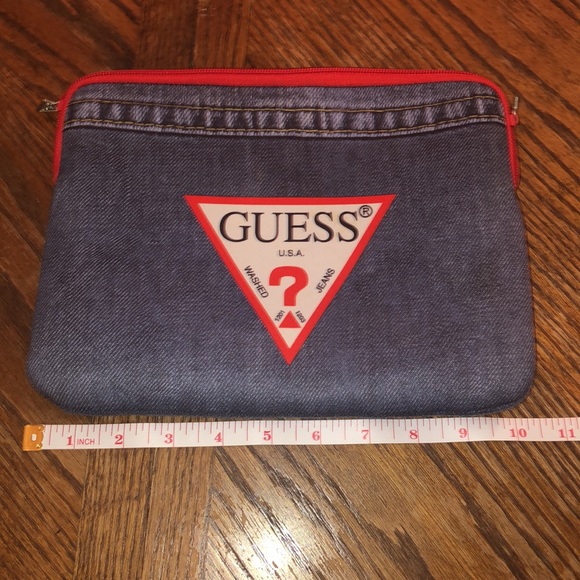 Vintage GUESS tablet case. 10 1/2”x8”.   Neoprene -jeans print .”As is” - Picture 6 of 7